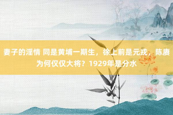 妻子的淫情 同是黄埔一期生,徐上前是元戎,陈赓为何仅仅大将?1929年是分水
