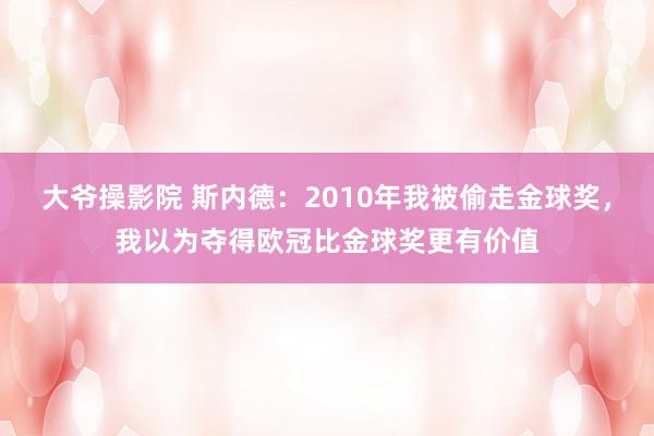 大爷操影院 斯内德：2010年我被偷走金球奖，我以为夺得欧冠比金球奖更有价值