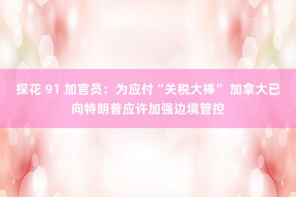 探花 91 加官员：为应付“关税大棒” 加拿大已向特朗普应许加强边境管控