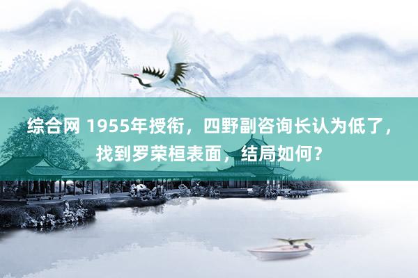综合网 1955年授衔，四野副咨询长认为低了，找到罗荣桓表面，结局如何？