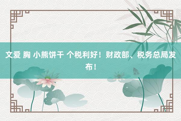 文爱 胸 小熊饼干 个税利好！财政部、税务总局发布！