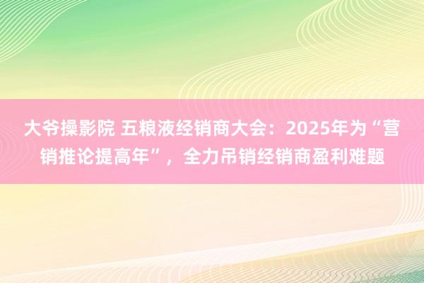 大爷操影院 五粮液经销商大会：2025年为“营销推论提高年”，全力吊销经销商盈利难题