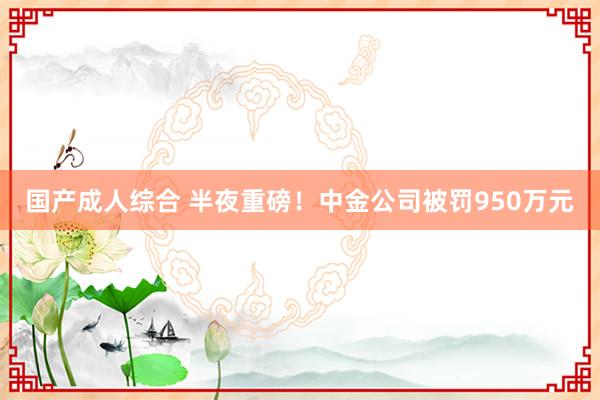 国产成人综合 半夜重磅！中金公司被罚950万元