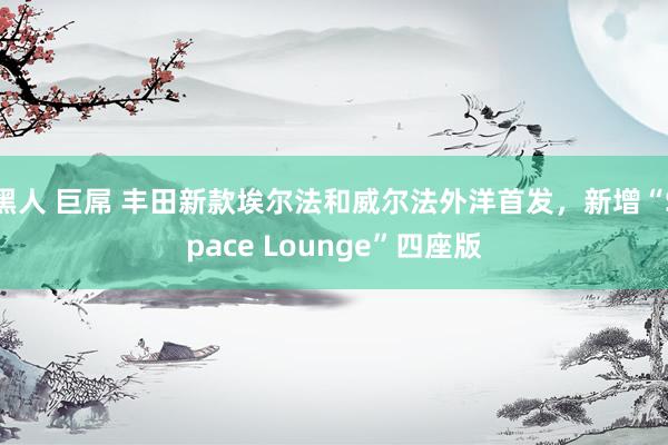 黑人 巨屌 丰田新款埃尔法和威尔法外洋首发，新增“Space Lounge”四座版