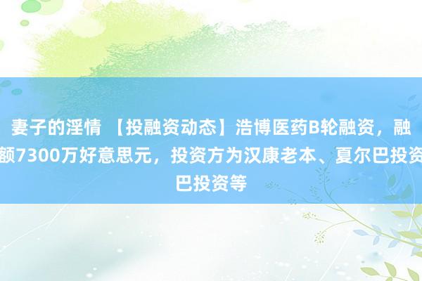 妻子的淫情 【投融资动态】浩博医药B轮融资，融资额7300万好意思元，投资方为汉康老本、夏尔巴投资等
