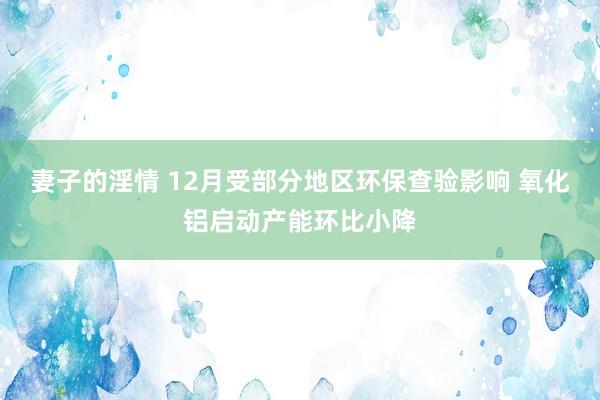 妻子的淫情 12月受部分地区环保查验影响 氧化铝启动产能环比小降