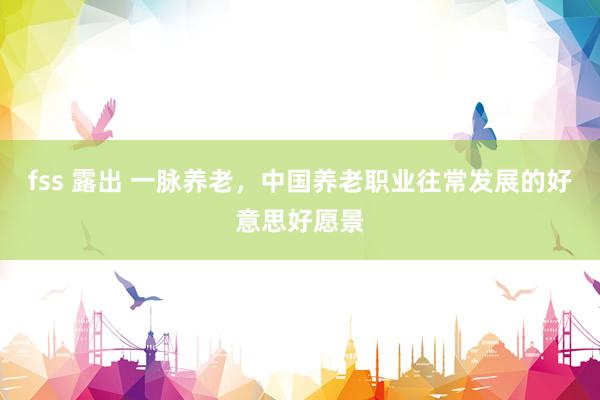 fss 露出 一脉养老，中国养老职业往常发展的好意思好愿景