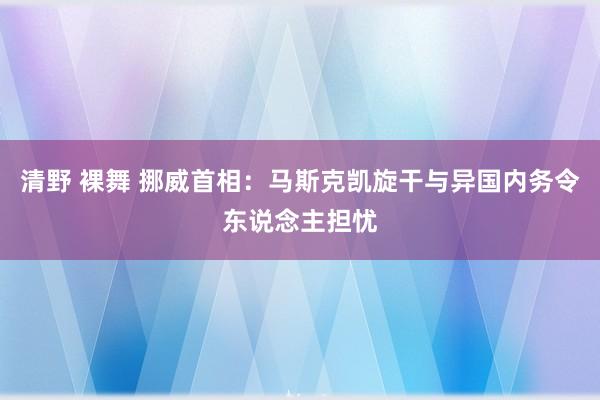 清野 裸舞 挪威首相：马斯克凯旋干与异国内务令东说念主担忧