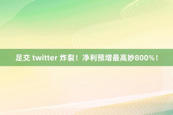 足交 twitter 炸裂！净利预增最高妙800%！