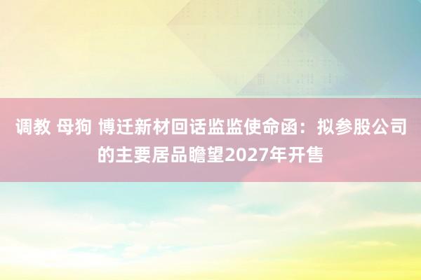 调教 母狗 博迁新材回话监监使命函：拟参股公司的主要居品瞻望2027年开售
