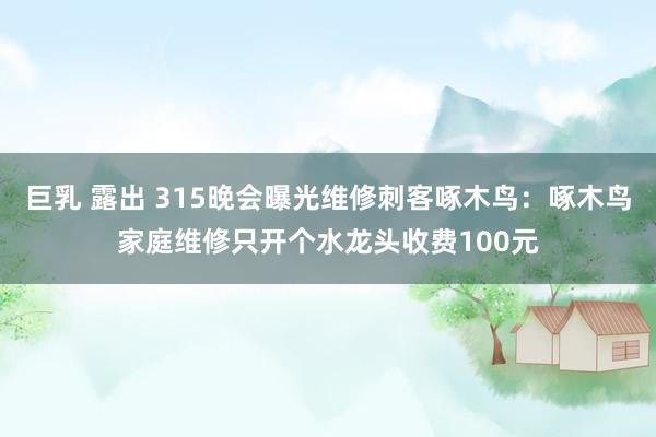 巨乳 露出 315晚会曝光维修刺客啄木鸟：啄木鸟家庭维修只开个水龙头收费100元