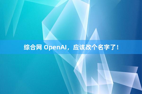 综合网 OpenAI，应该改个名字了！
