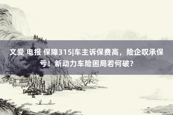 文爱 电报 保障315|车主诉保费高，险企叹承保亏！新动力车险困局若何破？