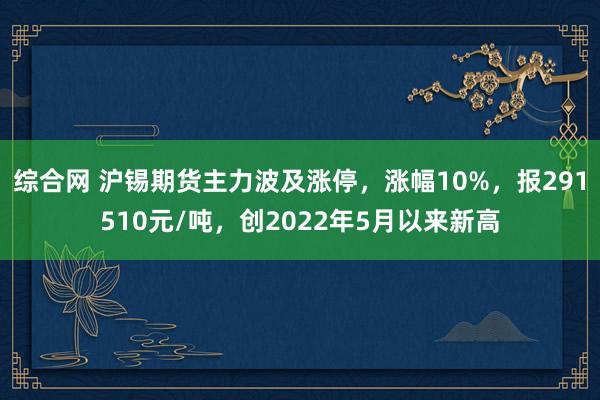 综合网 沪锡期货主力波及涨停，涨幅10%，报291510元/吨，创2022年5月以来新高