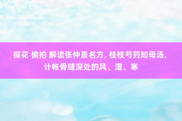 探花 偷拍 解读张仲景名方， 桂枝芍药知母汤， 计帐骨缝深处的风、湿、寒