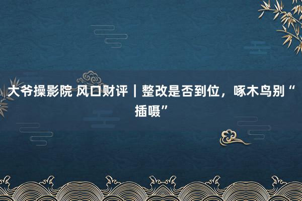 大爷操影院 风口财评｜整改是否到位，啄木鸟别“插嗫”