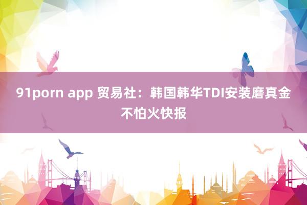 91porn app 贸易社：韩国韩华TDI安装磨真金不怕火快报