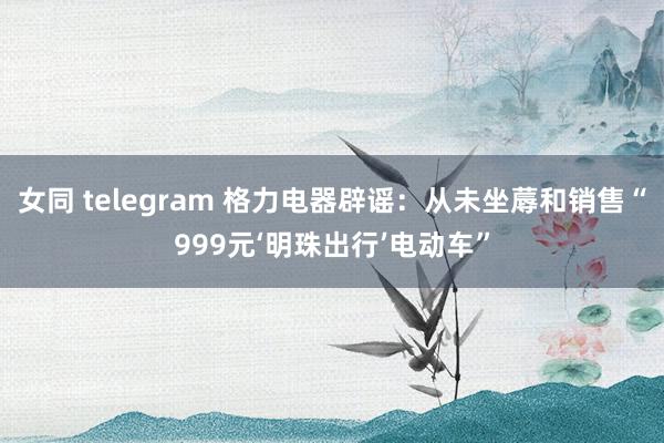 女同 telegram 格力电器辟谣：从未坐蓐和销售“999元‘明珠出行’电动车”