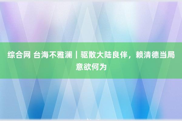 综合网 台海不雅澜｜驱散大陆良伴，赖清德当局意欲何为