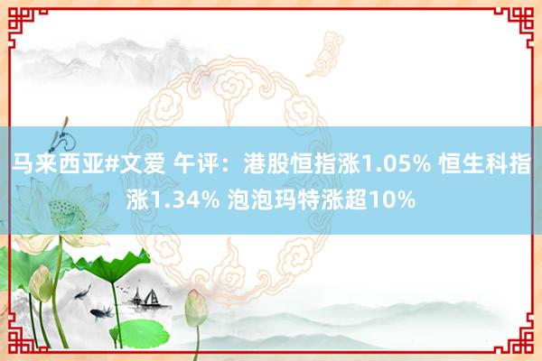 马来西亚#文爱 午评：港股恒指涨1.05% 恒生科指涨1.34% 泡泡玛特涨超10%