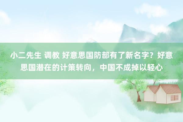 小二先生 调教 好意思国防部有了新名字？好意思国潜在的计策转向，中国不成掉以轻心