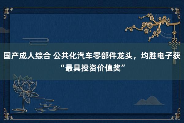 国产成人综合 公共化汽车零部件龙头，均胜电子获“最具投资价值奖”
