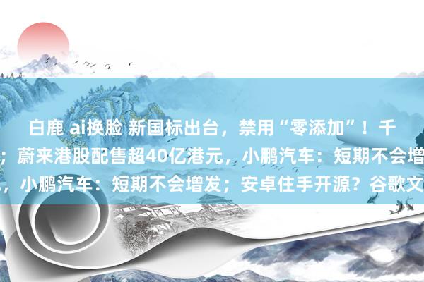 白鹿 ai换脸 新国标出台，禁用“零添加”！千禾、李锦记等多品牌文书；蔚来港股配售超40亿港元，小鹏汽车：短期不会增发；安卓住手开源？谷歌文书