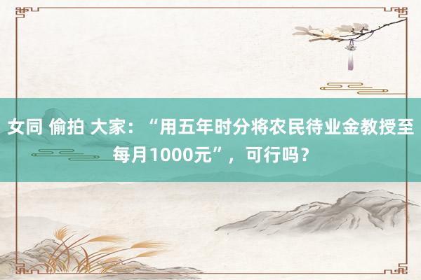女同 偷拍 大家：“用五年时分将农民待业金教授至每月1000元”，可行吗？