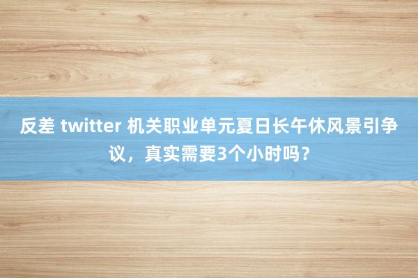 反差 twitter 机关职业单元夏日长午休风景引争议，真实需要3个小时吗？
