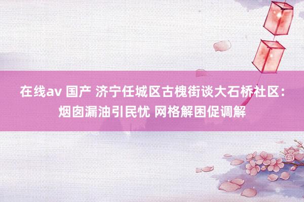 在线av 国产 济宁任城区古槐街谈大石桥社区：烟囱漏油引民忧 网格解困促调解