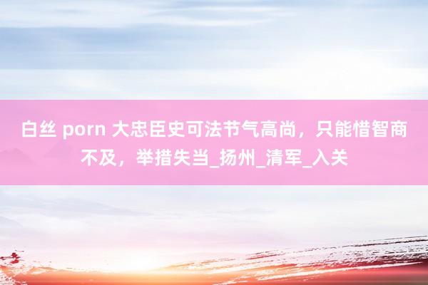 白丝 porn 大忠臣史可法节气高尚，只能惜智商不及，举措失当_扬州_清军_入关