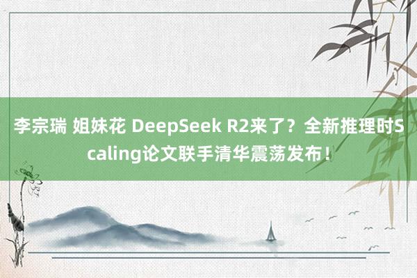 李宗瑞 姐妹花 DeepSeek R2来了？全新推理时Scaling论文联手清华震荡发布！