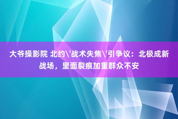 大爷操影院 北约'战术失焦'引争议：北极成新战场，里面裂痕加重群众不安