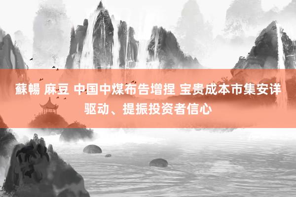 蘇暢 麻豆 中国中煤布告增捏 宝贵成本市集安详驱动、提振投资者信心