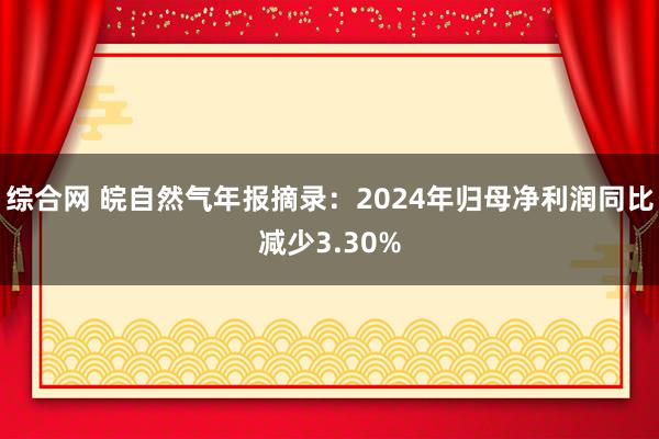 综合网 皖自然气年报摘录：2024年归母净利润同比减少3.30%