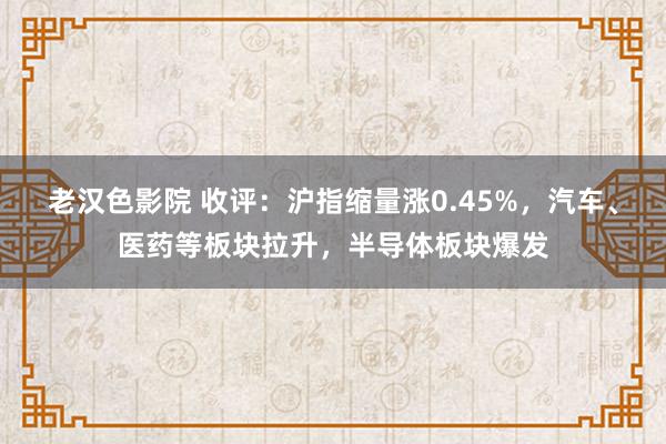 老汉色影院 收评：沪指缩量涨0.45%，汽车、医药等板块拉升，半导体板块爆发