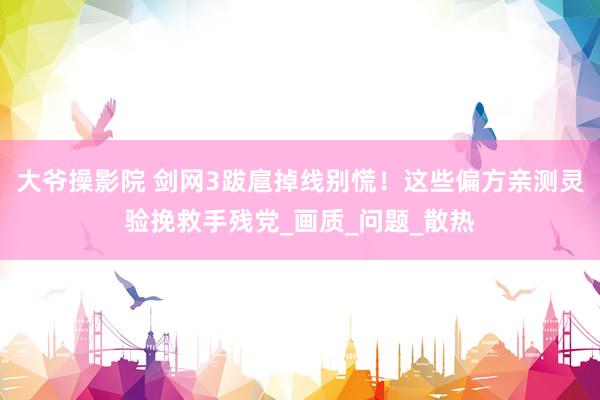 大爷操影院 剑网3跋扈掉线别慌！这些偏方亲测灵验挽救手残党_画质_问题_散热