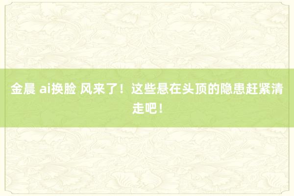 金晨 ai换脸 风来了！这些悬在头顶的隐患赶紧清走吧！