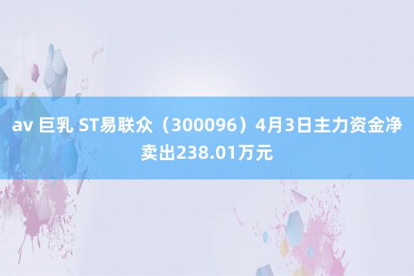 av 巨乳 ST易联众（300096）4月3日主力资金净卖出238.01万元