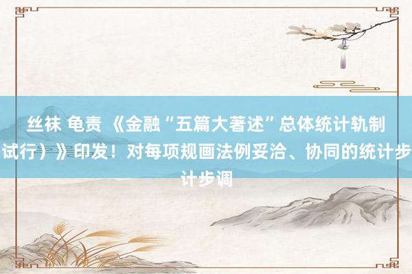 丝袜 龟责 《金融“五篇大著述”总体统计轨制（试行）》印发！对每项规画法例妥洽、协同的统计步调
