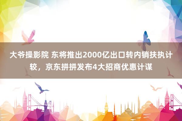 大爷操影院 东将推出2000亿出口转内销扶执计较，京东拼拼发布4大招商优惠计谋