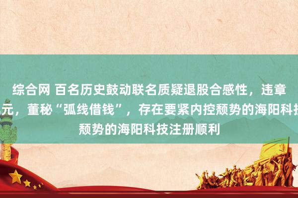 综合网 百名历史鼓动联名质疑退股合感性，违章转贷超8亿元，董秘“弧线借钱”，存在要紧内控颓势的海阳科技注册顺利