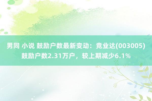 男同 小说 鼓励户数最新变动：竞业达(003005)鼓励户数2.31万户，较上期减少6.1%